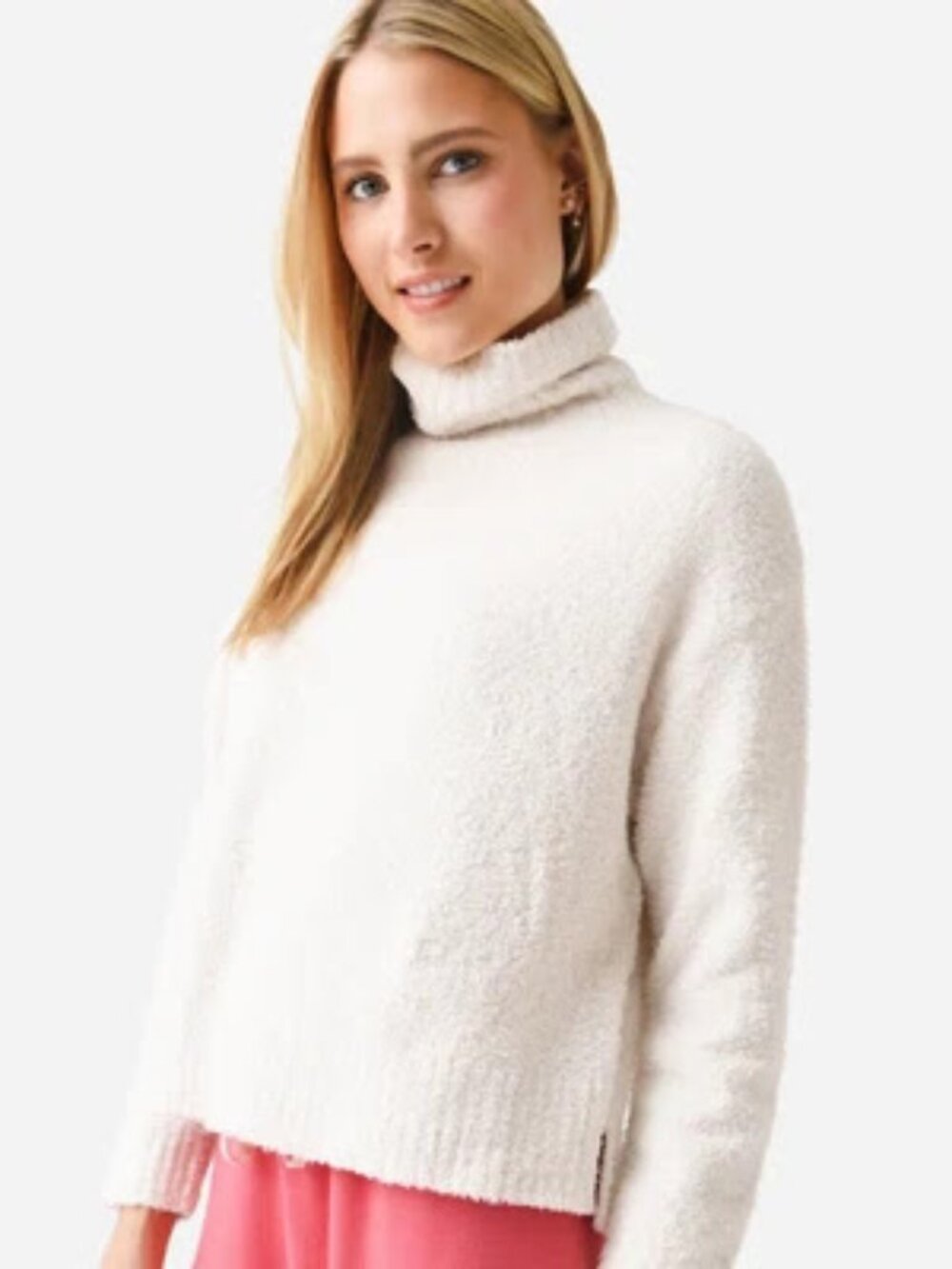 UGG Women's Sage Fluffy Knit Mock Neck Turtleneck Sweater - Cream, Size L